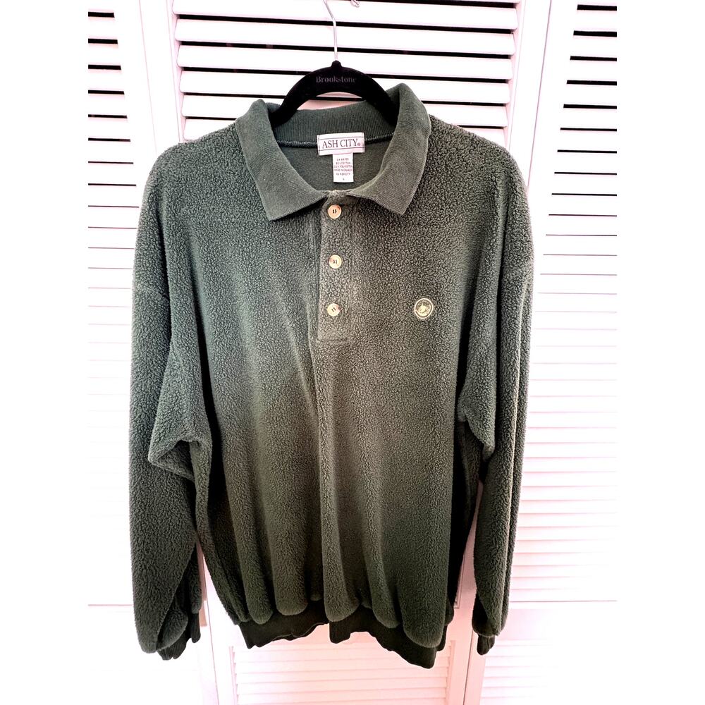 Ash City Canada Mens Fleece top Prudential logo dark green sz L